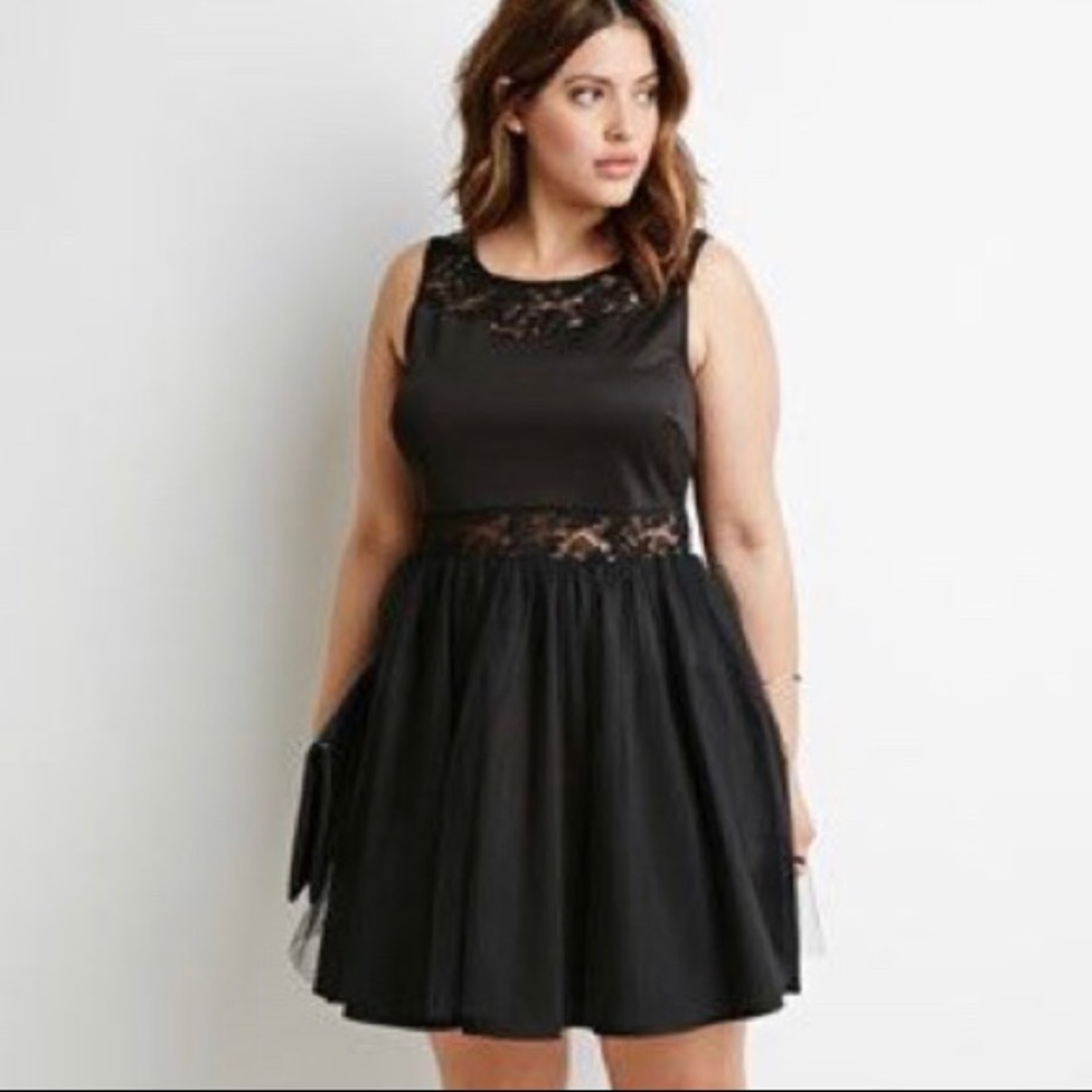 Forever 21 Black Lace Panel Dress